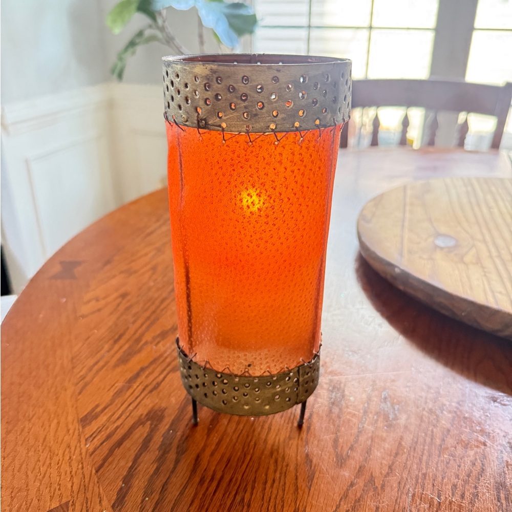 Orange Glass Candle Holder
